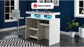 Szafka barowa z oświetleniem LED z MDF w kolorze  białym lakierowanym - FABIO II