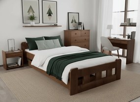 Łóżko Naomi podwyższone 120 x 200 cm, dąb Stelaż: Ze stelażem listwowym rolowanym, Materac: Materac Deluxe 10 cm