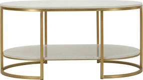 Stolik w biało-złotym kolorze z marmurowym blatem 60x90 cm Izmir – Mauro Ferretti