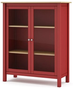 Czerwono-naturalna witryna z drewna sosnowego 90x110 cm Misti – Marckeric