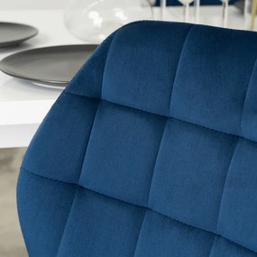 Krzesło Tapicerowane do Jadalni LUCKY Granatowe Welurowe Nowoczesne Loft