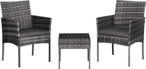 Mały zestaw mebli balkonowych dla 2 osób Riviera 844, technorattan szary