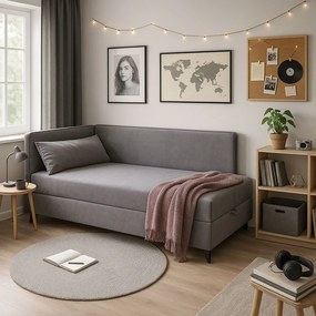 Popielaty tapczan narożny na nóżkach L9-A70