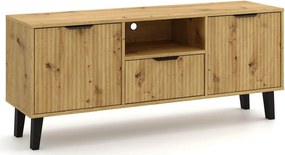Szafka pod telewizor ryflowana na nóżkach dąb artisan H2-H73