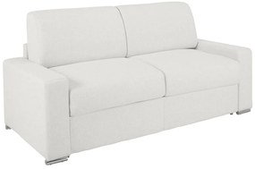 Kanapa 3-osobowa z ekspresowym mechanizmem rozkładania z ekoskóry CALITO - Biały - Wymiary miejsca do spania: 140 cm - Materac 22 cm z pamięcią kształtu