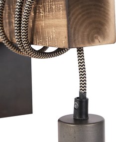 Inteligentny industrialny kinkiet czarny z drewnem z WiFi G95 - Gallow