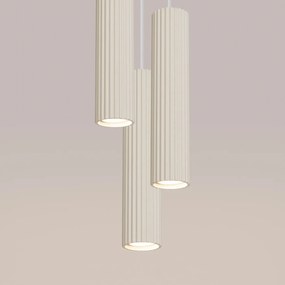 Lampa wisząca KARBON 3P beżowa ryflowana SOLLUX  LIGHTING