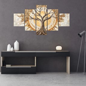 Obraz – Złote drzewo życia w mozaice (125x70 cm)