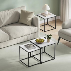 Zestaw 2 stolików kawowych QUADRO, dekor w stylu białego marmuru