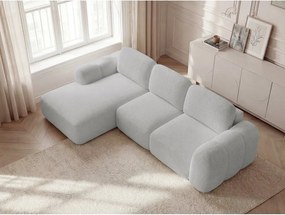 Jasnoszary rozkładany/ze schowkiem narożnik z materiału bouclé (lewostronny/z szezlongiem) Montaigne – Bobochic Paris