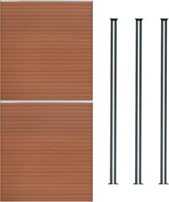 Panel ogrodzeniowy kompozytowy x 2 i słupki LED 6 stóp x 11,5 stopy - brązowy