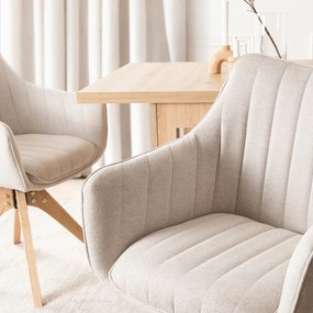 Krzesło Tapicerowane Obrotowe do Salonu LEMON Jasnobeżowe Nowoczesne