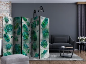 Parawan akustyczny Liście 225x172 cm 5-częściowy turkusowy ARTGEIST B