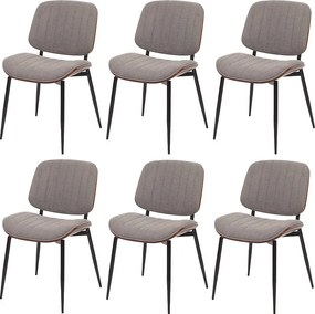 Krzesło do jadalni MCW-O44 (zestaw 6 sztuk),  orzechowy wygląd, jasnoszary