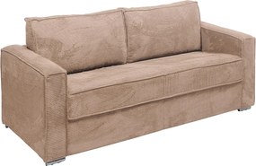 Kanapa 4-osobowa rozkładana typu express ze sztruksu taupe - Miejsce do spania 160 cm - Materac 18 cm - LORETO