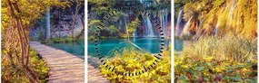 Obraz - Jeziora Plitwickie, Chorwacja (z zegarem) (90x30 cm)