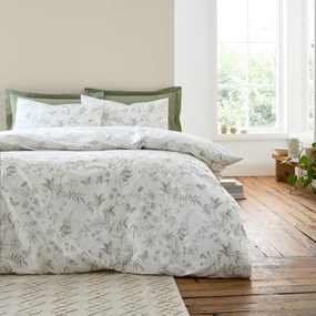 Zielono-kremowa bawełniana pościel dwuosobowa 200x200 cm Thea Floral – Bianca