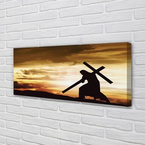 Zdjęcie na płótnie Jezus na Krzyżu o Zachodzie Słońca