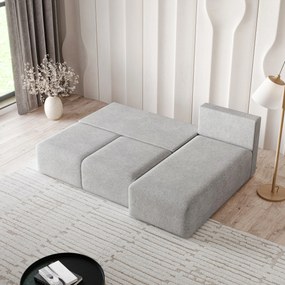 Masseno Narożnik TRAMA z funkcją spania i pojemnikiem na pościel Narozniki L, Rozkładana sofa - Jasnoszary, NEVE 83