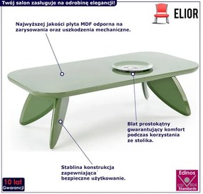 Nowoczesna prostokątna ława kawowa zielona- Harvel 3X