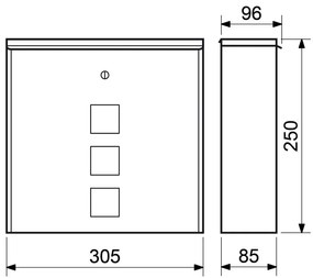 Skrzynka pocztowa na listy, 250 x 305 x 96 mm, ze stali nierdzewnej