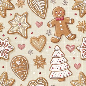 Bawełniana poszewka na poduszkę GINGERBREAD JOY 45x45 cm, beżowy