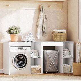 HOMCOM Szafka nad pralkę, organizer łazienkowy nad toaletę z otwartymi półkami do pralni, biały | Aosom PL