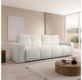 Rozkładana, tapicerowana sofa trzyosobowa z pojemnikiem ALMADA beżowa