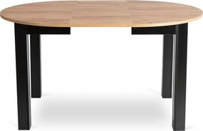 Zestaw Stół Okrągły Rozkładany HARRY 102-142 cm Dąb Craft/Czarny i 4 Krzesła PERU Czarne Welurowe