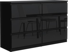 Komoda NUDO 138,5 cm do Salonu Sypialni 6 Szuflad Czarny