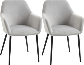 HOMCOM Zestaw krzeseł jadalnianych tapicerowanych jasnoszarych wygodne 54x57x80 cm | Aosom PL