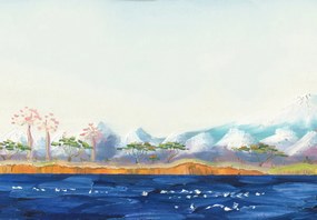Fototapeta - Fuji, Japonia, malarstwo (196x136 cm)