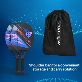 Zestaw rakietek do beach tenisa SPORTNOW, antypoślizgowy uchwyt, włókno węglowe, Czarny