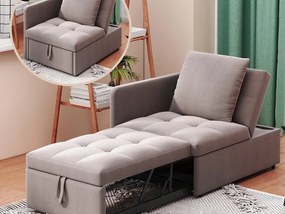 Wygodne sofa z funkcją spania 177x68x65 cm - Wielofunkcyjna sofa 3 w 1 - Len - Regulowane oparcie - Szary