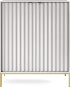 Komoda: 2 drzwi, szary, złoty, 104 x 125 x 39 cm, złote uchwyty