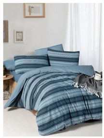 Niebieska 4-częściowa pościel dwuosobowa z prześcieradłem 200x220 cm Stripes – Mila Home