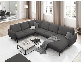 Ciemnoszara sofa w kształcie litery U Cosmopolitan Design Vienna, lewostronna