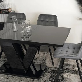 Stół Prostokątny Rozkładany CLARK 120-160 cm Czarny Połysk Glamour