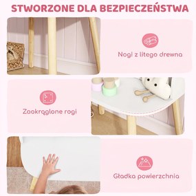 AIYAPLAY Dziecięcy Stolik do Makijażu Zestaw z Taboretem Lustrem Szufladami Drążkami na Ubrania dla 3-8 Lat 56 x 38 x 87,8 cm Biały | Aosom PL
