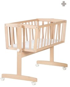 Kołyska z litego drewna bukowego na kółkach/z baldachimem 40x90 cm w naturalnym kolorze Adam and Owl – Roba