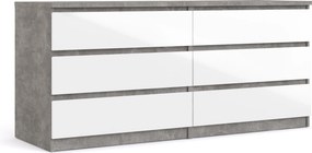 Komoda w wysokim połysku Naia 6S biały/beton