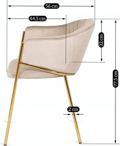 Krzesło Tapicerowane do Salonu INNES Beżowe Welurowe Nowoczesne Glamour