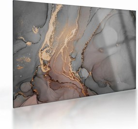 Obraz na szkle - Szaro - złoty marmur (70x50 cm)