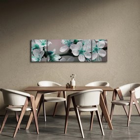 Obraz kwiatu - turkusowy (170x50 cm)