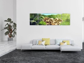 Obraz jeziora w dżungli Seszeli (170x50 cm)