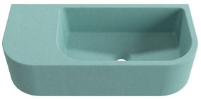 Umywalka betonowa wisząca / nablatowa półokrągła z półką bez otworu na baterię 65 x 30 cm LARMO | różne kolory : Kolor - Turkusowy, Typ montażu - nablatowa