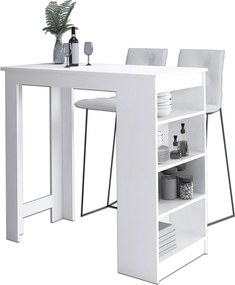 Stolik barowy pod hoker AKORD Biały 115 cm kolor Biały mat 4 półki 115x50x103 cm