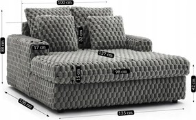 Fotel Wypoczynkowy Sofa KOBEL Szary Pluszowy Nowoczesny