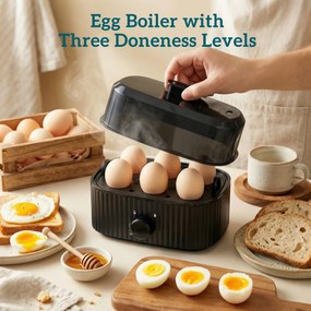 HOMCOM Czajnik elektryczny 1,7L i toster na 4 kromki, jajowar na 6 jajek z kontrolką czarny | Aosom PL