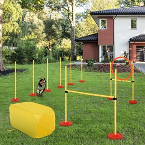 Pawhut Zestaw Agility dla Psów Trening Przeszkody Żółty Poliester Kompletny Kit | Aosom PL
